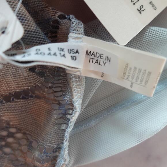 Y2K Occhi Verdi La Perla Lingerie Set Medium Blue Lace Mesh Cami Fairy Babydoll - Picture 12 of 14